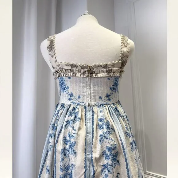 Agua by Agua Bendita Barbara Bougainvillea embellished printed linen midi dress - Picture 8 of 15